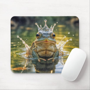 Frosch, der eine Wasserschlackenkrone trägt Mousepad