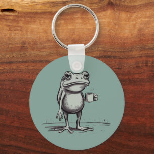 Frosch, der Kaffee trinkt Meme Mystischer Kröten-F Schlüsselanhänger