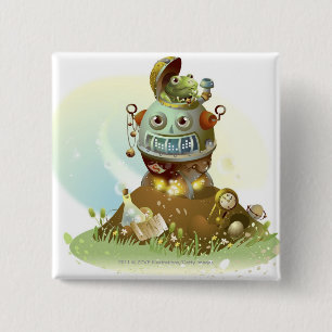 Frosch, der von einem UFO herauskommt Button