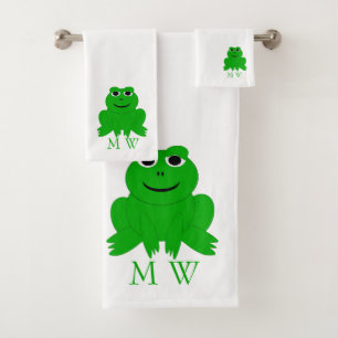 Frosch-Design mit Monogramm Badhandtuch Set