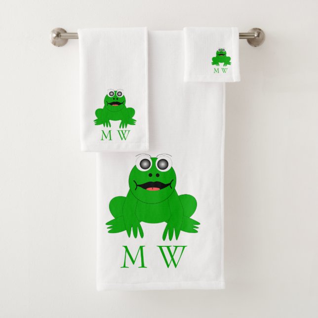 Frosch-Design mit Monogramm Badhandtuch Set (Insitu)