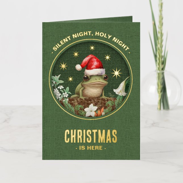 Frosch Elegante gefaltete Weihnachtskarte mit Foli (Vorderseite)