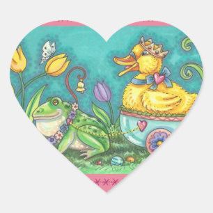 FROSCH & ENTENPRINZ OSTEREI-STICKER Blatt Herz Herz-Aufkleber