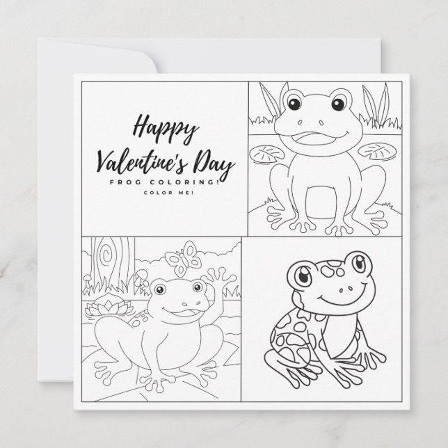 Frosch Färben Seite Kid Boy Card Happy Valentine's (Vorderseite)