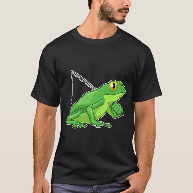 Frosch Fisher Angelrute T-Shirt (Vorderseite)