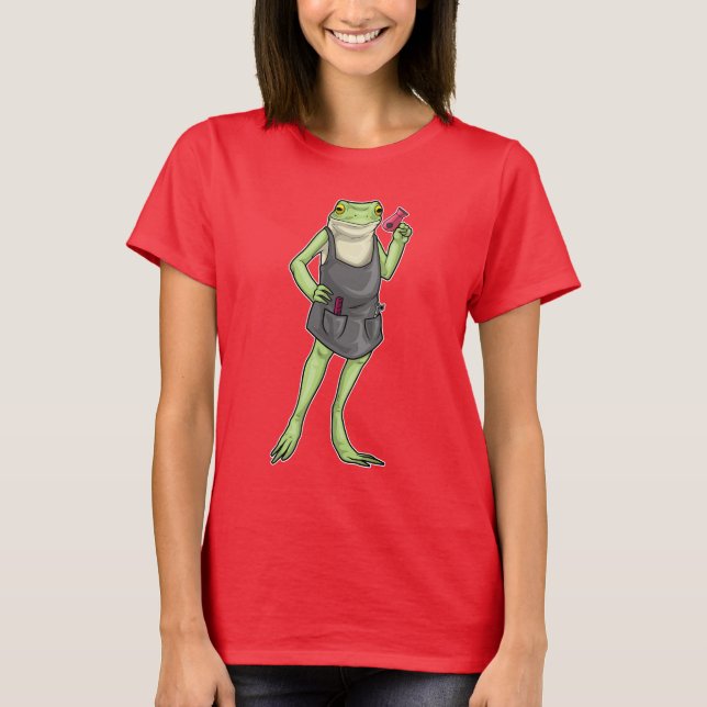 Frosch Friseur Fön T-Shirt (Vorderseite)