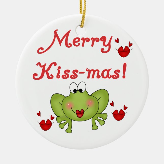 Frosch fröhlicher Kuss-mas verzieren Keramikornament (Vorne)