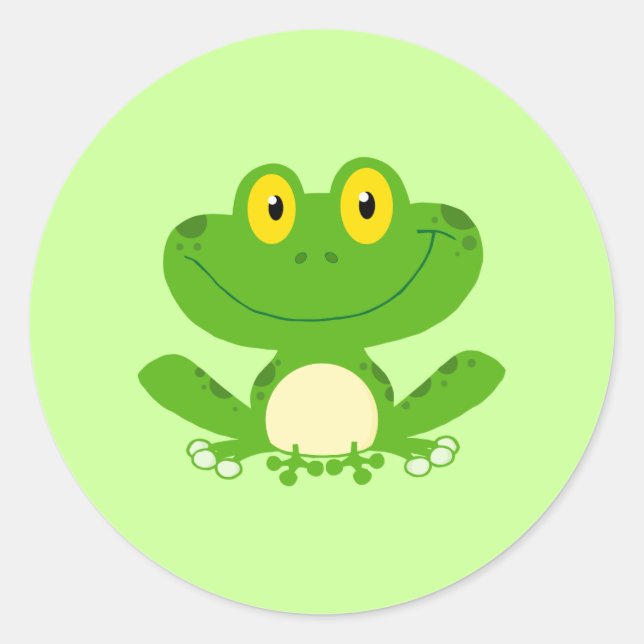 Frosch-Frosch-amphibisch grünes niedliches Runder Aufkleber (Vorderseite)