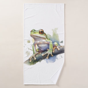 Frosch für niedliche Wasserfarben Badehandtuch