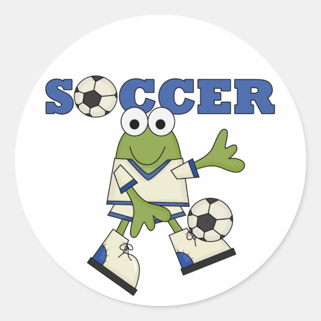 Frosch-Fußball-Tshirts und -Geschenke Runder Aufkleber (Vorderseite)