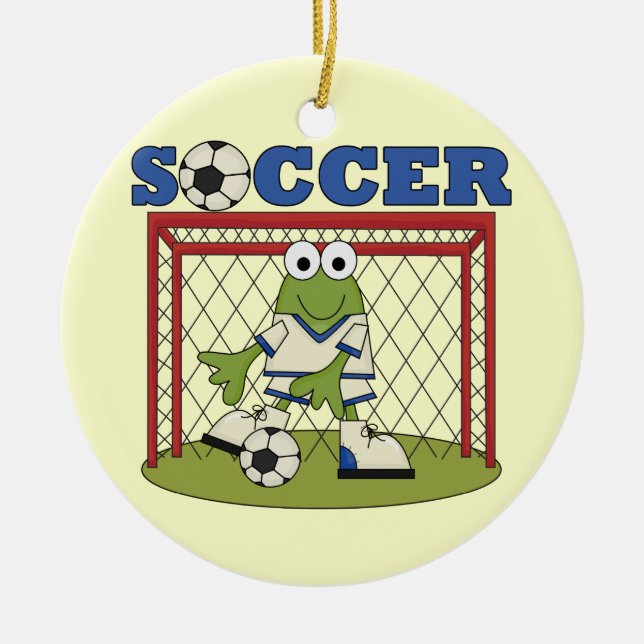Frosch-Fußballgoalie-T - Shirts und Geschenke Keramik Ornament (Vorne)