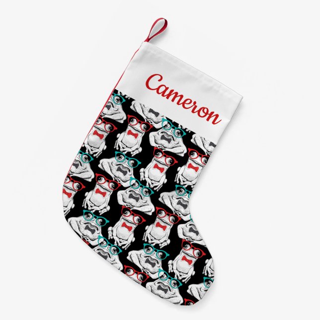 Frosch-Glas-Muster | addieren Ihren Namen Kleiner Weihnachtsstrumpf (Vorderansicht (hängend))