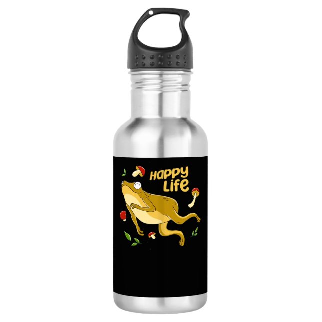 Frosch Glücklich Wesentliches Minimales Design Edelstahlflasche (Vorderseite)