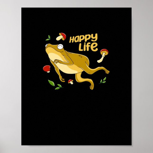Frosch Glücklich Wesentliches Minimales Design Poster (Vorne)
