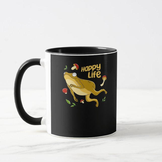 Frosch Glücklich Wesentliches Minimales Design Tasse (Links)