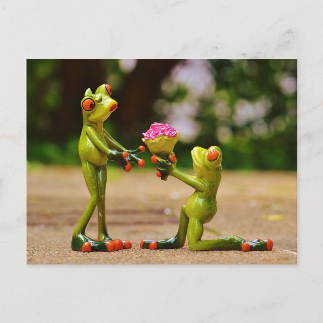 Frosch-Hochzeitvorschlag Ankündigungspostkarte (Vorderseite)