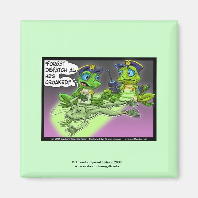 Frosch Homicide Police Cartoon Novelty Magnet (Vorne)