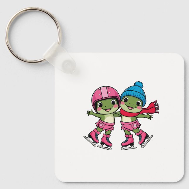 Frosch Ice Skaten Schlüsselanhänger (Vorderseite)
