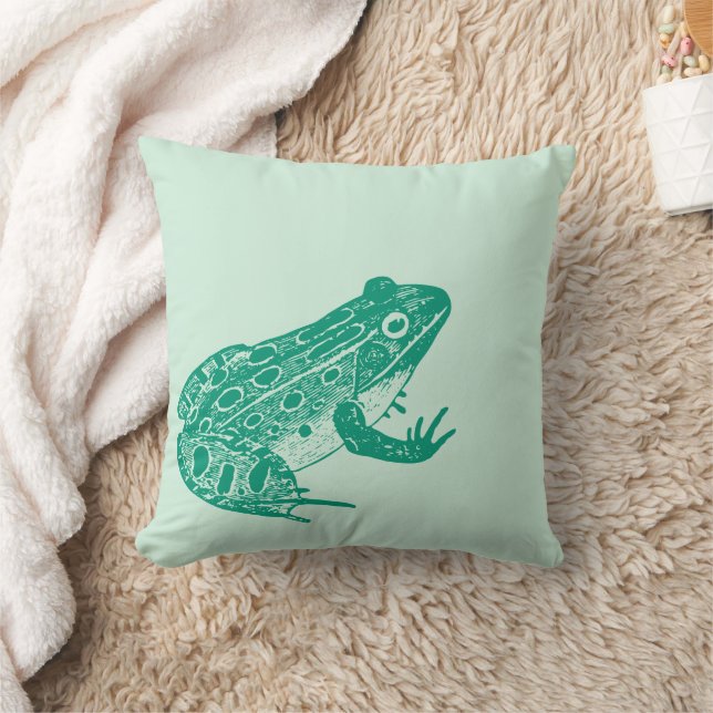 Frosch Illustration Grüne Kissen (Decke)