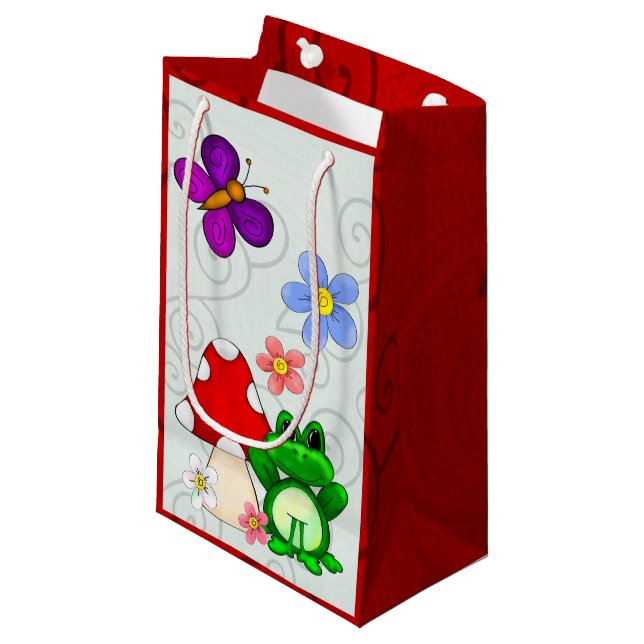 Frosch im Frühling Kleine Geschenktüte (Vorderseite Schrägansicht)