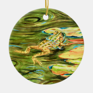 Frosch im Teich - Keramik Ornament