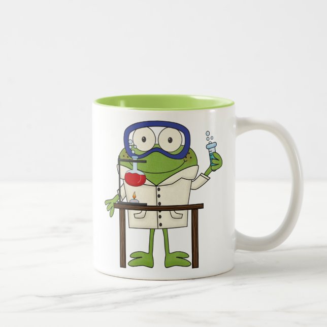 Frosch im Wissenschafts-Labrador Zweifarbige Tasse (Rechts)