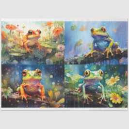 Frosch in Aquarellfarben 1 Dekoupage Paper Seidenpapier