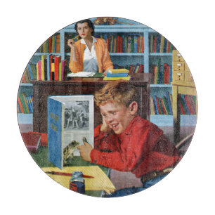 Frosch in der Bibliothek Schneidebrett