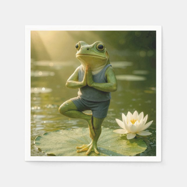 Frosch in einer Yogabaum-Pose Serviette (Vorderseite)
