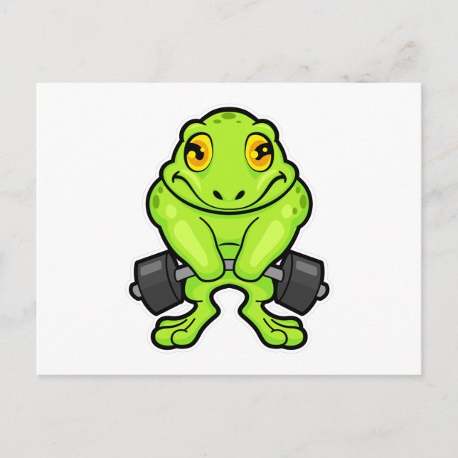 Frosch in Fitness mit Barbell Postkarte (Vorderseite)