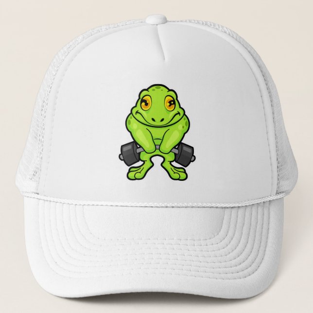 Frosch in Fitness mit Barbell Truckerkappe (Vorderseite)