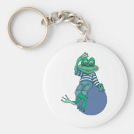 Frosch in Jeans, Geburtstag, Polka Dots Schlüsselanhänger