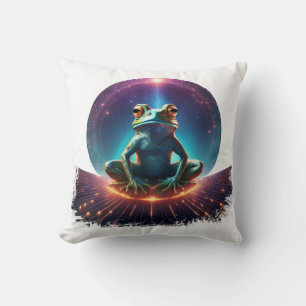 Frosch in Lotus-Pose auf einem schwimmenden Astero Kissen
