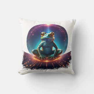 Frosch in Lotus-Pose auf einem schwimmenden Astero Kissen