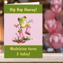Frosch in rosa Regenstiefeln Kindergeburtstag
