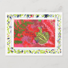 Frosch in rotem Bug in handgemalt Rahmen Postkarte