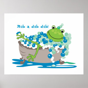 Frosch in Tub Kinder Bad Art Frosch Badezimmer Poster