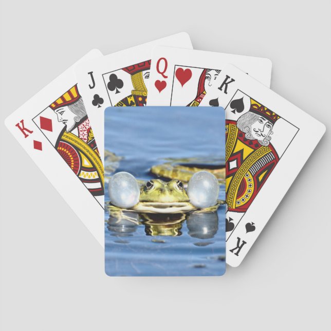 Frosch in Wasser mit Luftsaure Spielkarten (Rückseite)