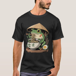 Frosch isst Ramen Kawaii Neko japanische Nudeln T-Shirt