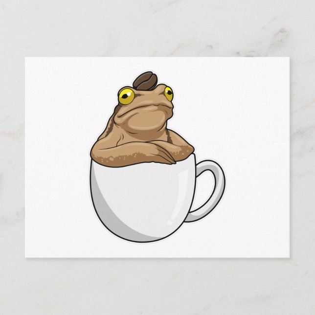 Frosch Kaffee Kaffeebohne Postkarte (Vorderseite)