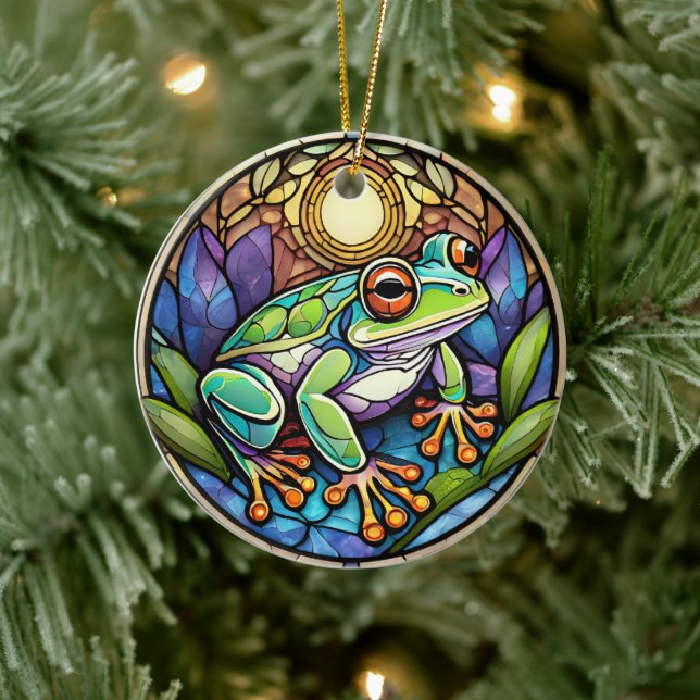 Frosch Keramik Decorative gestanzte Glaskonstrukti Keramik Ornament (Baum)