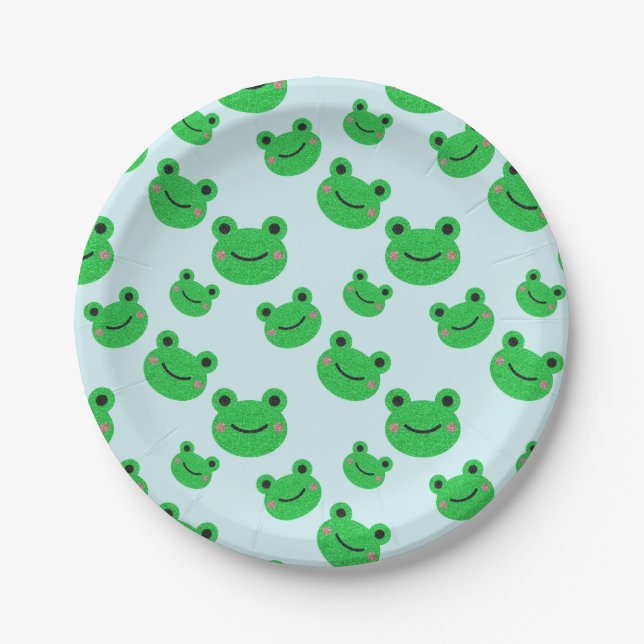 Frosch Kinder Party Geschirr Niedlich Green Toad F Pappteller (Vorderseite)