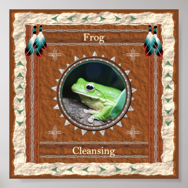Frosch - Kleben von Plakatwerbung Poster (Vorne)