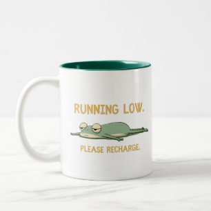 Frosch leer, bitte aufladen zweifarbige tasse