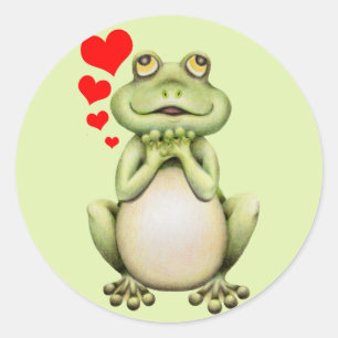 Frosch-Liebe Zeichnend Runder Aufkleber