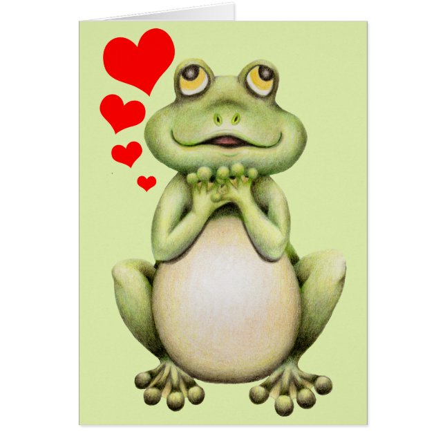 Frosch-Liebe Zeichnend Valentintagskarte (Vorne)
