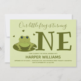 Frosch macht ein grünes Tier zum ersten Geburtstag Einladung