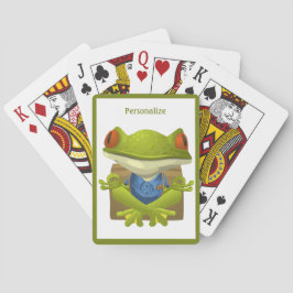 Frosch Meditation Funny Green Frog Zen Personalisi Spielkarten