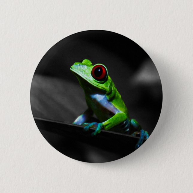 Frosch, Mit Augen Rotbaum III Button (Vorderseite)
