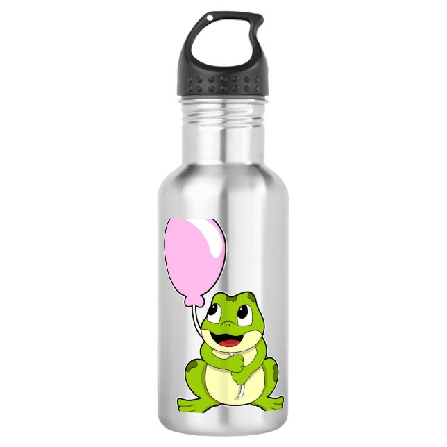 Frosch mit Ballon Edelstahlflasche (Vorderseite)